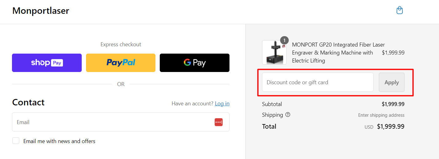 How do I use my Monportlaser disocunt code?