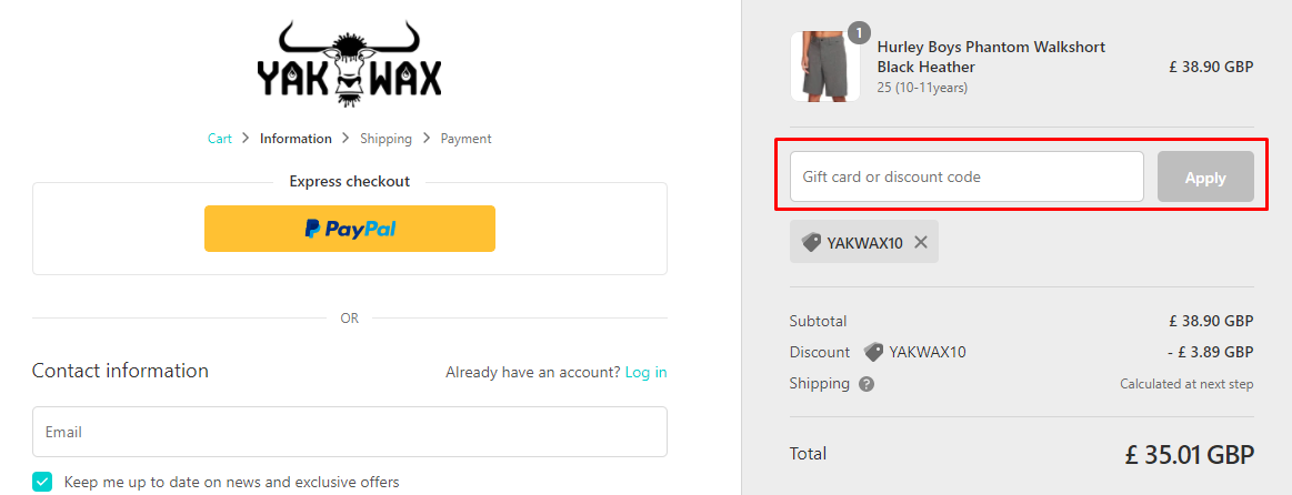 How do I use my Yakwax discount code?