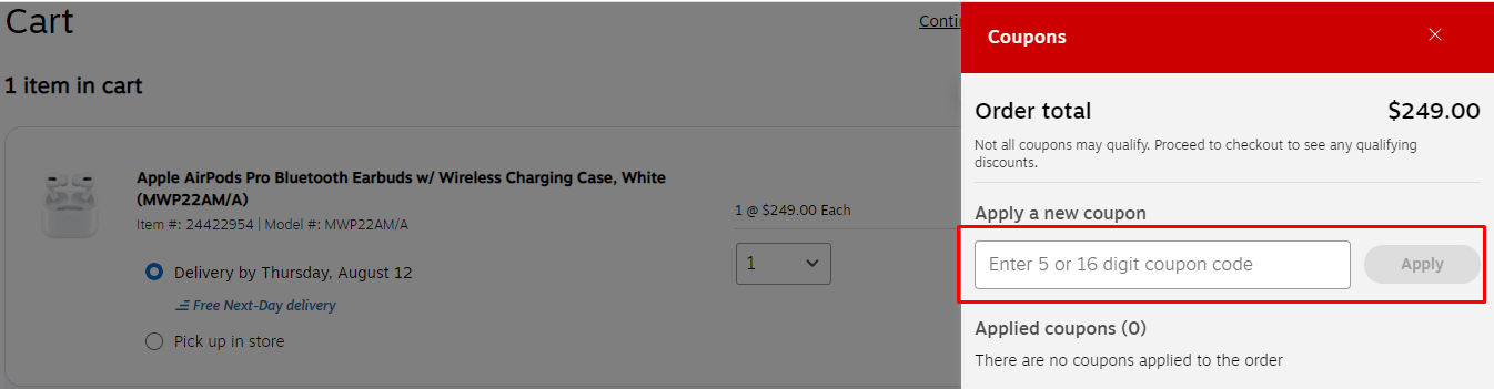 How do I use my Staples coupon code?