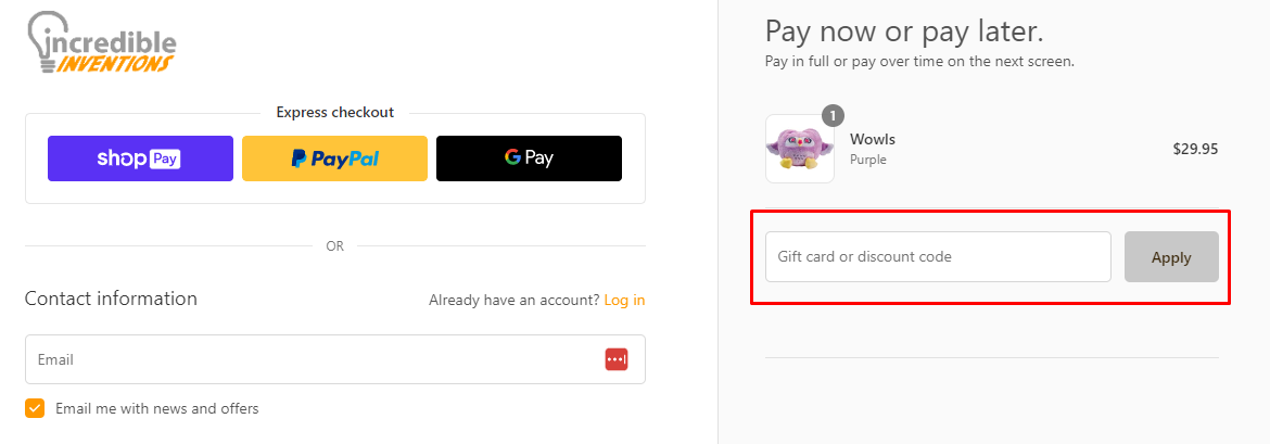 How do I use my Incredible Inventions discount code?