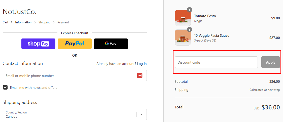 How do I use my not just discount code?