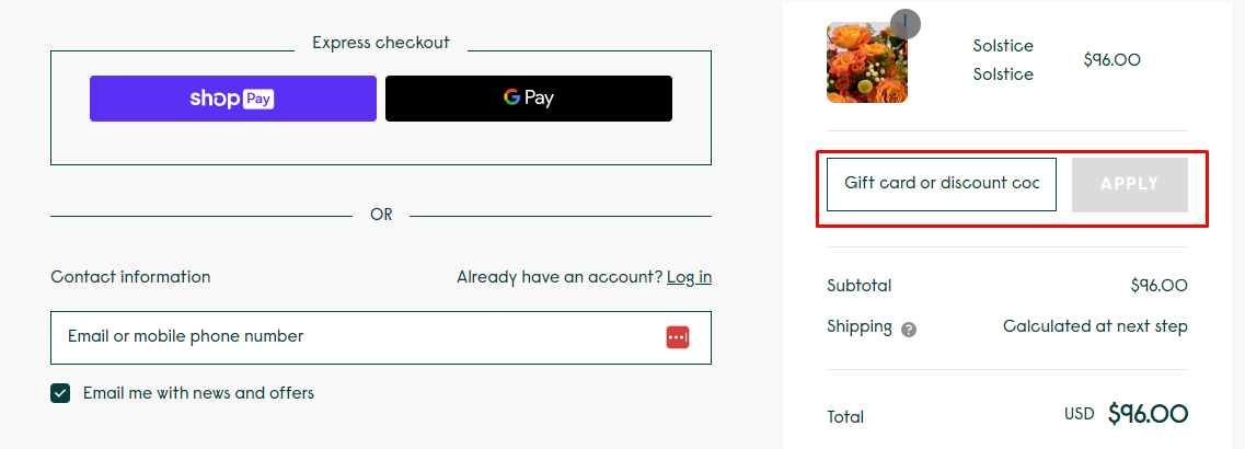 How do I use my POMP Flowers discount code?