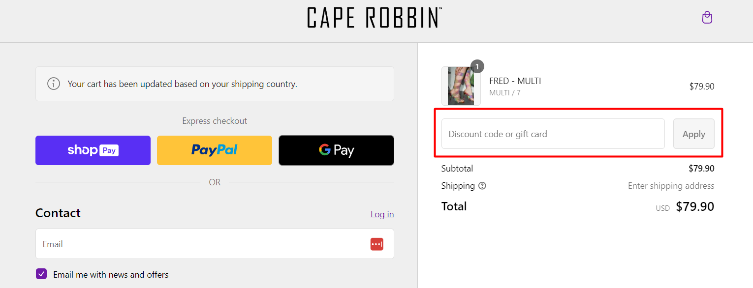 How do I use my Cape Robbin discount code?