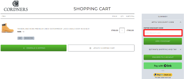 Paste your code in the red box to redeem your discount