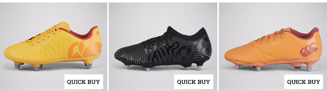 three of Canterbury boots in various colouuurs suitable for rugby