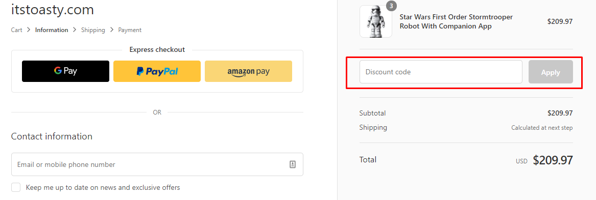 How do I use my Its Toasty discount code?