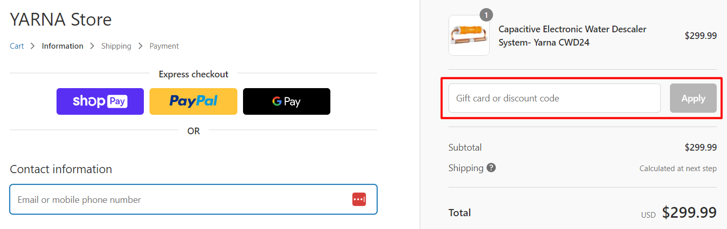How do I use my YARNA discount code?