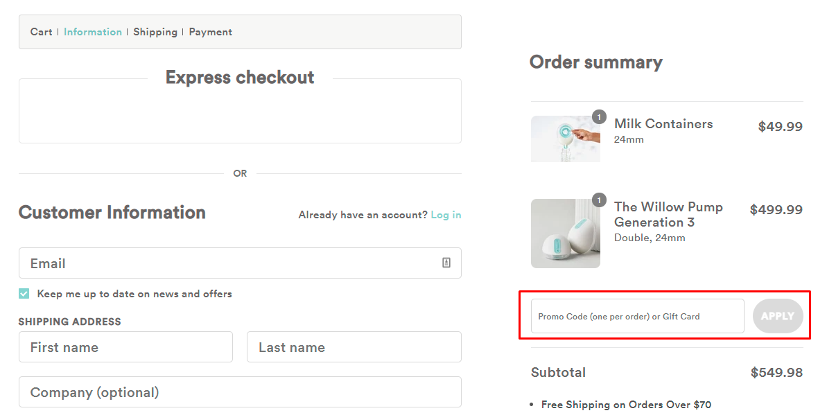 How do I use my Willow promo code?