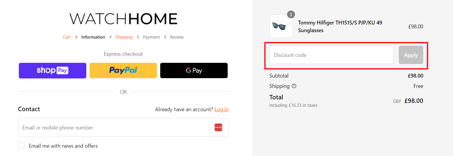 How do I use my Watch Home discount code?