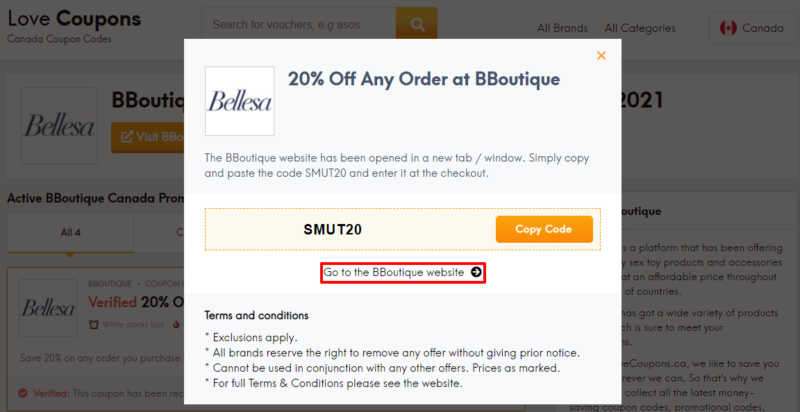 BBoutique Offer Code CA