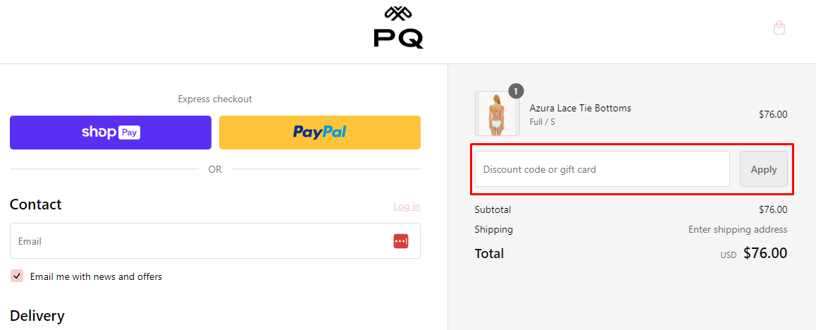 How do I use my PQ Swim discount code?