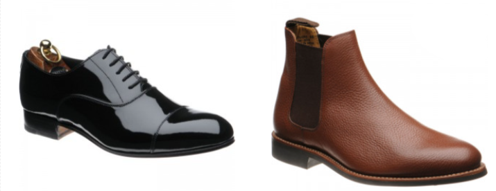 Zwei Schuhe von Herring Shoes in Braun und Schwarz, aber in unterschiedlichen Designs