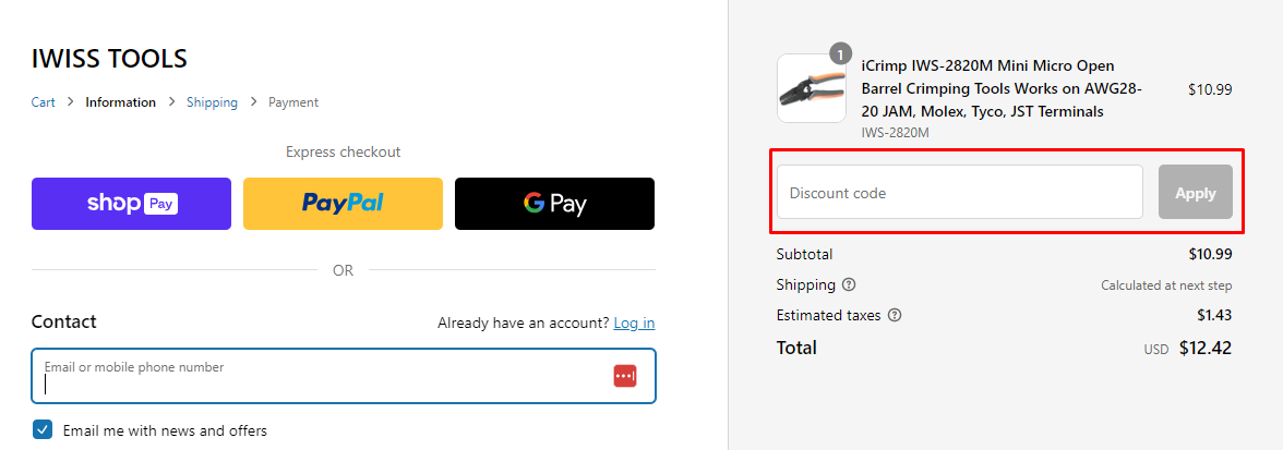 How do I use my iCrimp discount code?