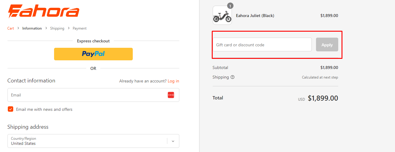 How do I use my Eahora discount code?