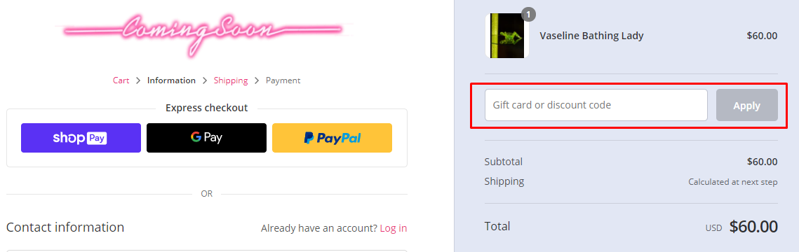 How do I use my Coming Soon NY discount code?