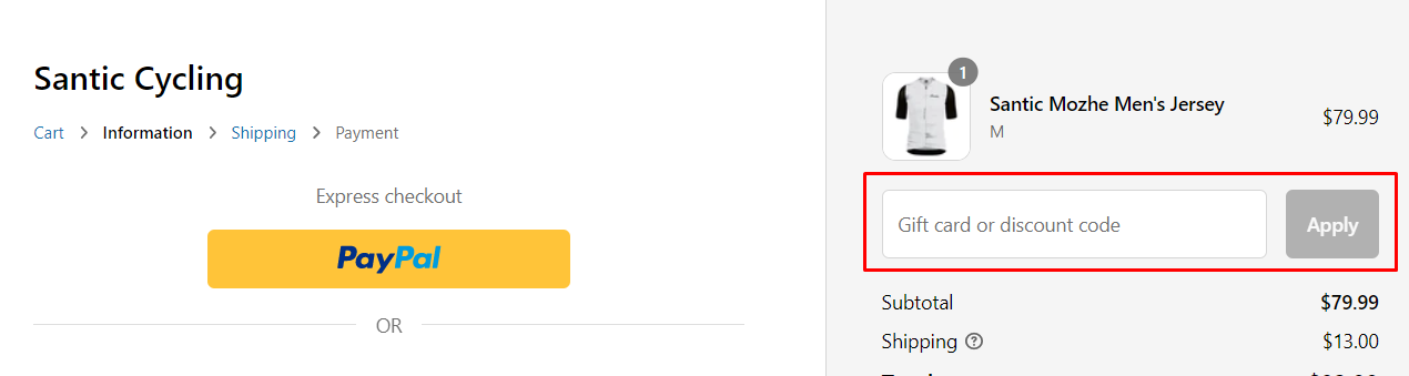 How do I use my Santic discount code?