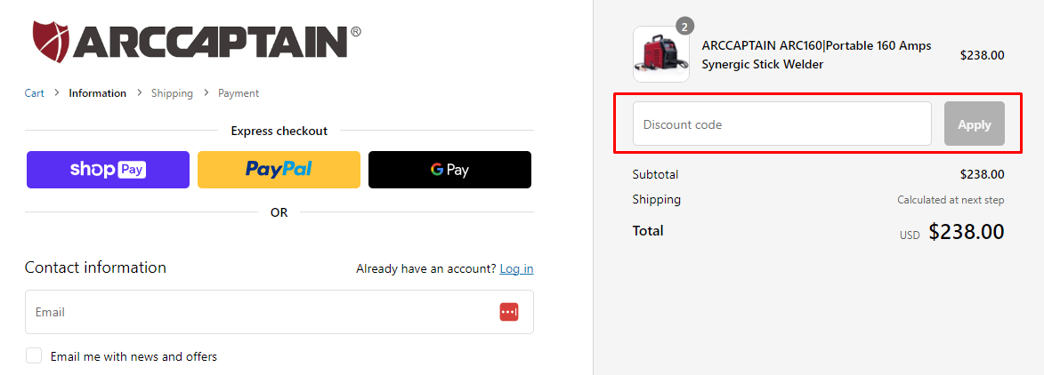How do I use my Arccaptain discount code?