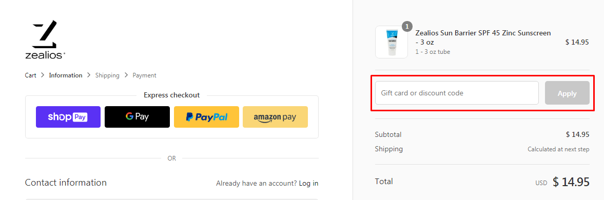How do I use my Zealios discount code?