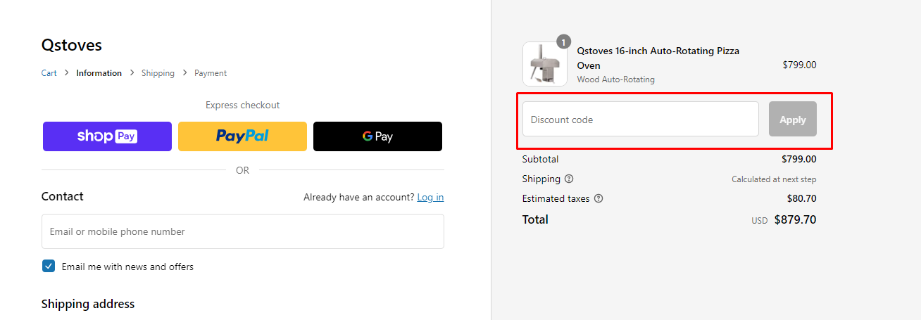 How do I use my Qstoves discount code?