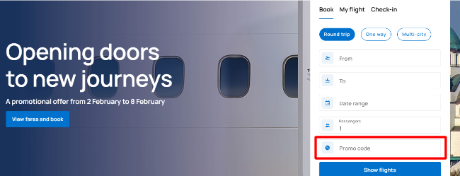Air Serbia discount voucher box for redeeming discounts