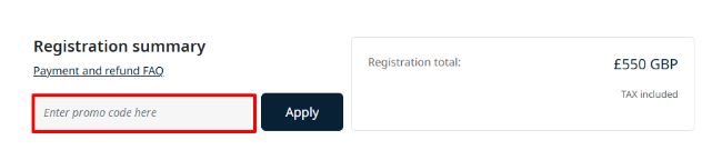 A red box is where you enter a GetSmarter promo code