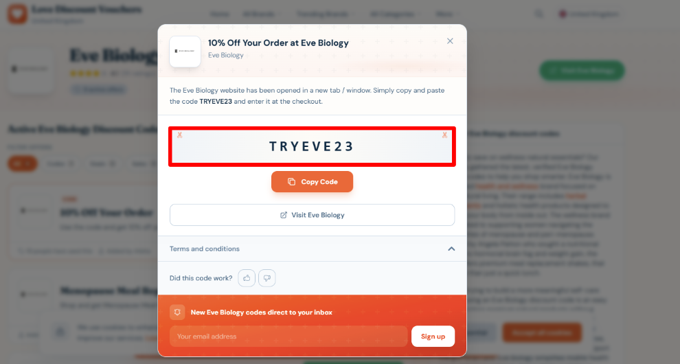 Copy your code to start shopping for your favourite flavours