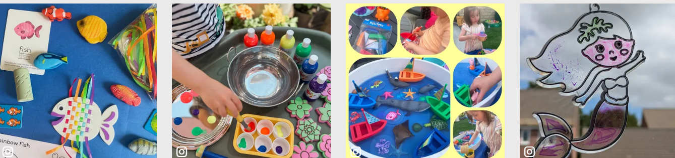 arts and crafts shop Baker ross art designed by kids in different frames