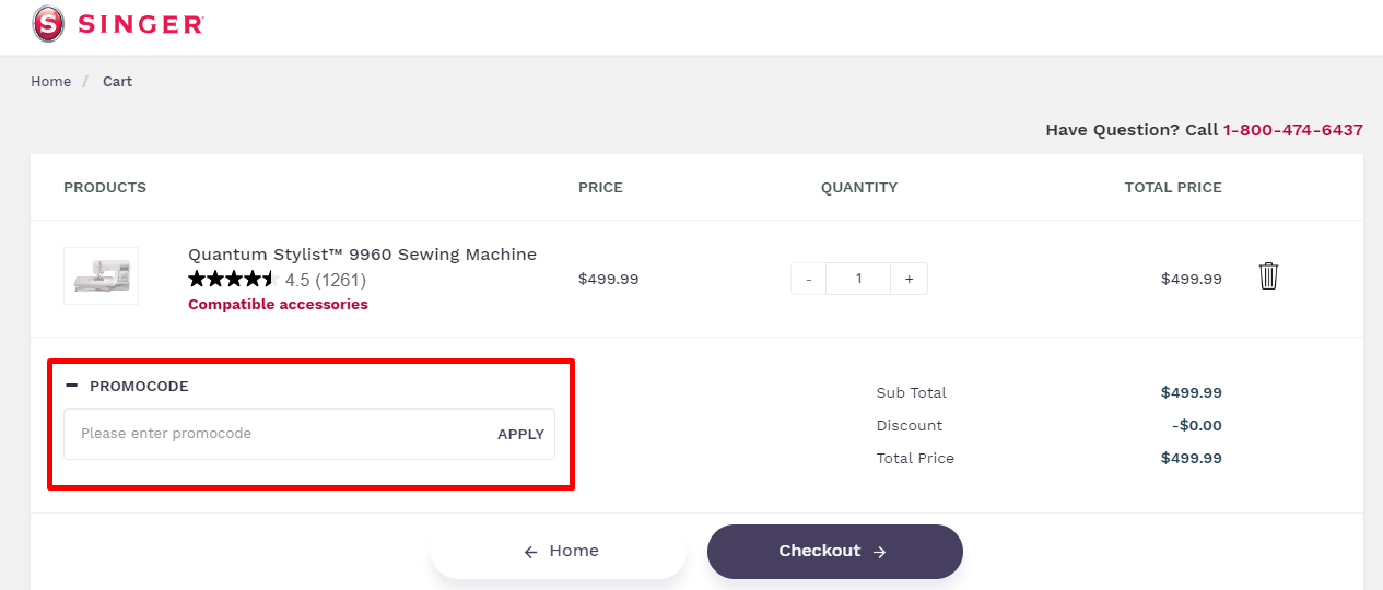 How do I use my Singer promo code?