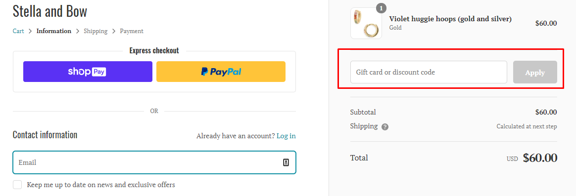 How do I use my Stella and Bow coupon code?