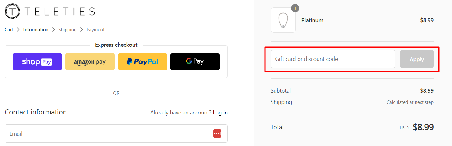 How do I use my TELETIES discount code?