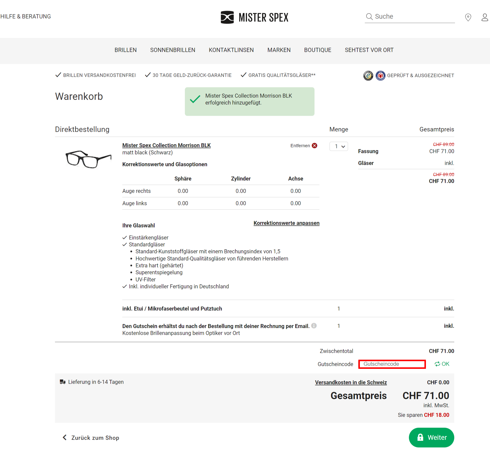 SpexCHcheckout