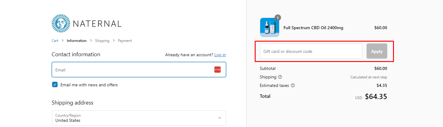 How do I use my Naternal discount code?