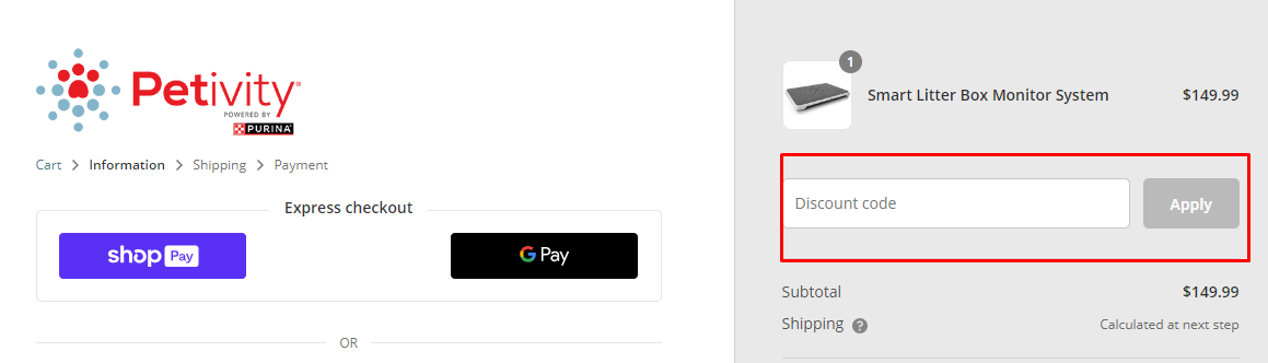 How do I use my Petivity discount code?