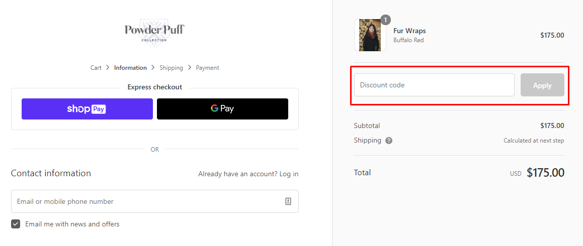 How do I use my Powder Puff discount code?