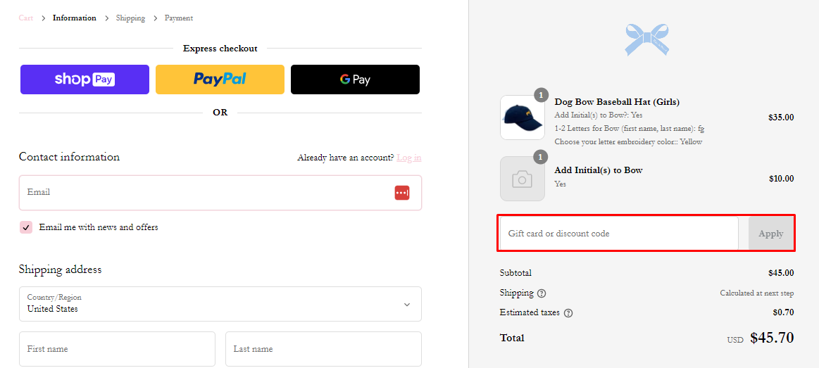 How do I use my Bits & Bows coupon code?