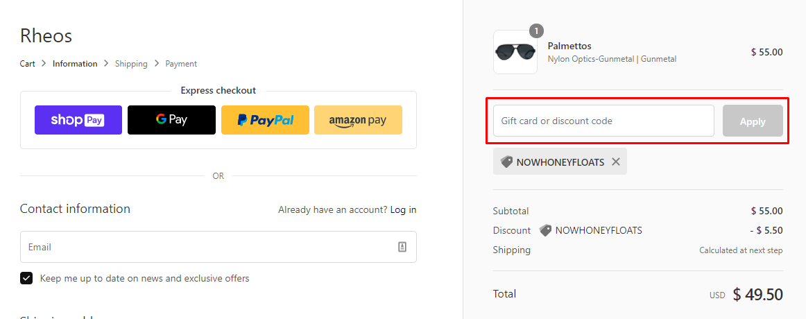 How do I use my Rheos discount code?