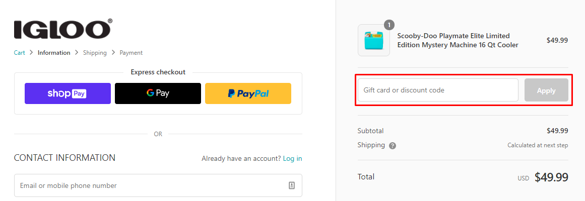 How do I use my Igloo discount code?