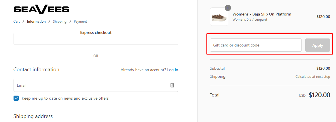 How do I use my SeaVees discount code?