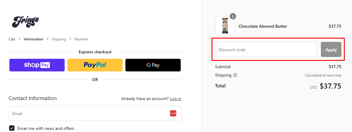How do I use my Fringe discount code?