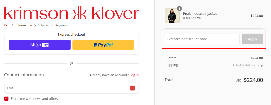 How do I use my Krimson Klover discount code?