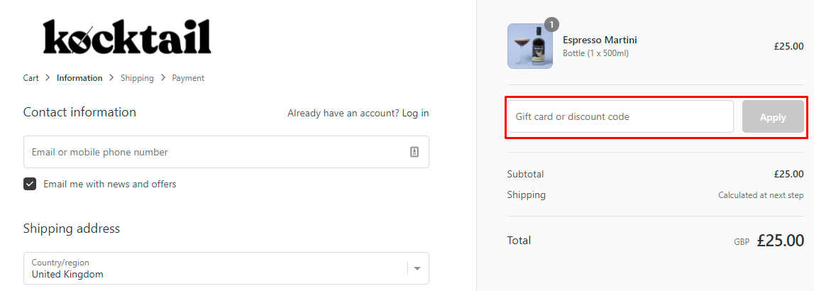 How do I use my Kocktail discount code?