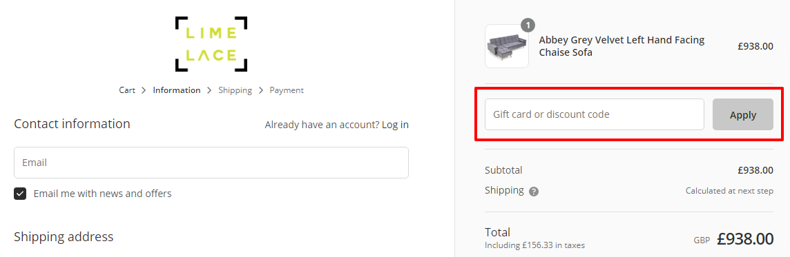 LimeLace Checkout