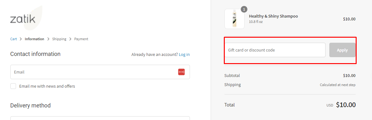 How do I use my Zatik discount code?