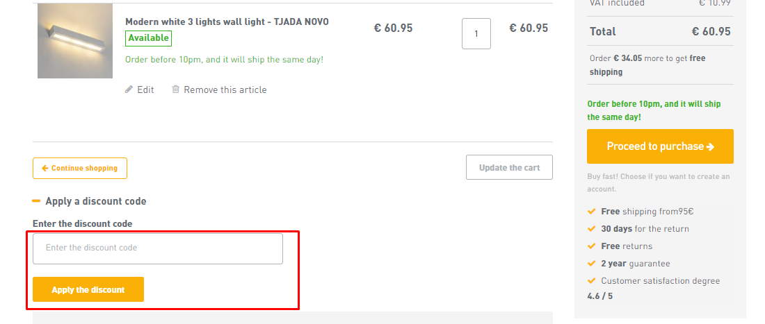 How do I use my Lampadaeluce discount code?