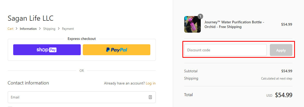 How do I use my Sagan Life discount code?
