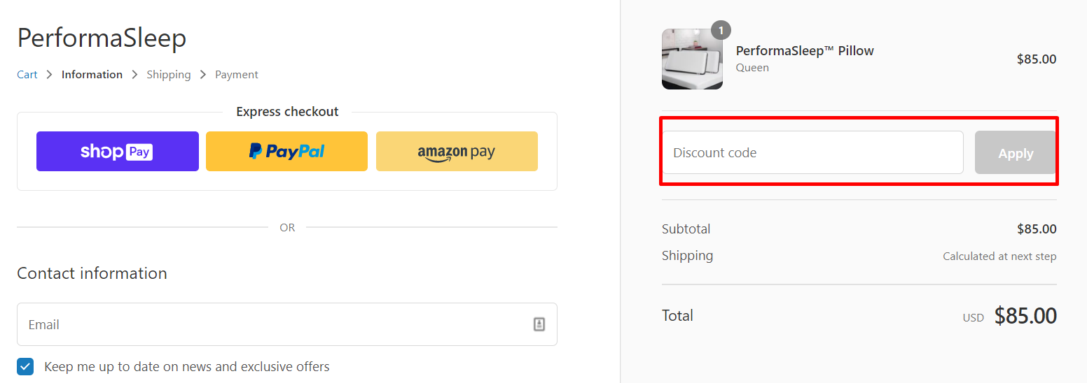 How do I use my PerformaSleep discount code?