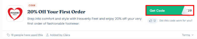 A box will show the Heavenly Feet voucher code to use on your purchase