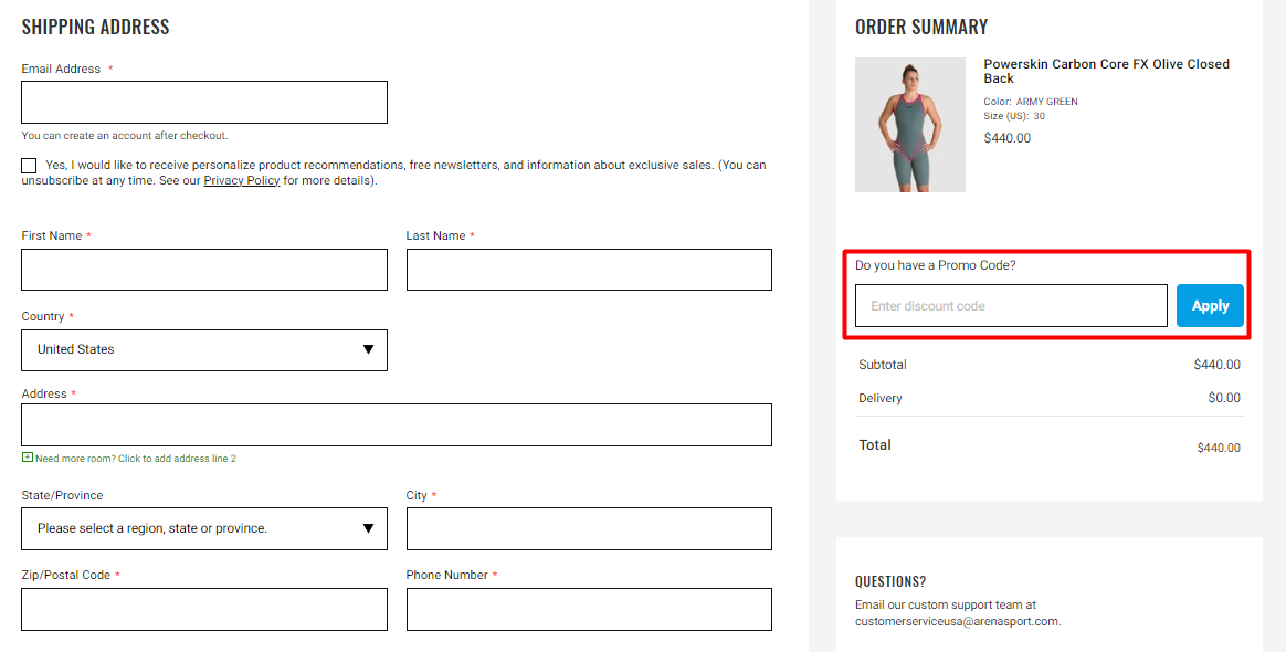 How do I use my arena coupon code?