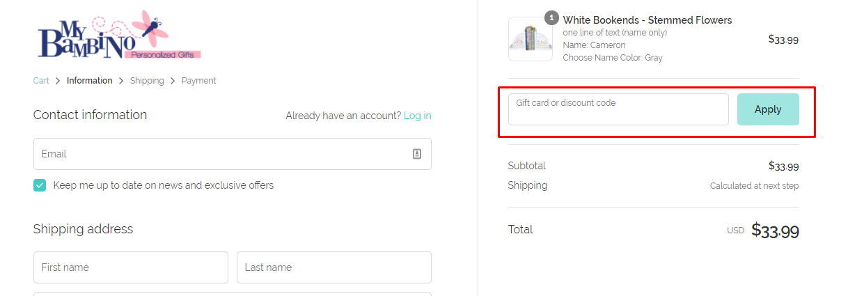 How do I use my MyBambino coupon code?
