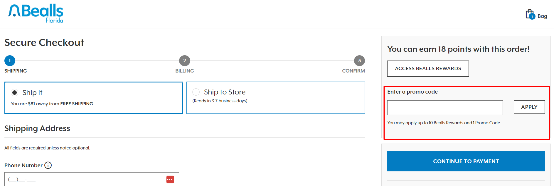 How do I use my Bealls Florida promo code?